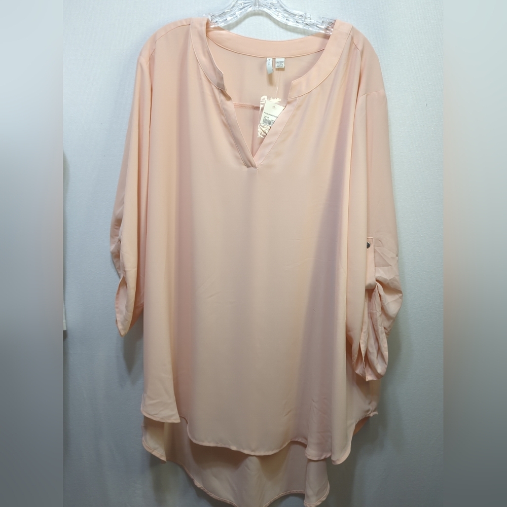 Est. 1946 Pink/Peach Long Sleeve Roll Tab Blouse‎ Size 26/28W 619